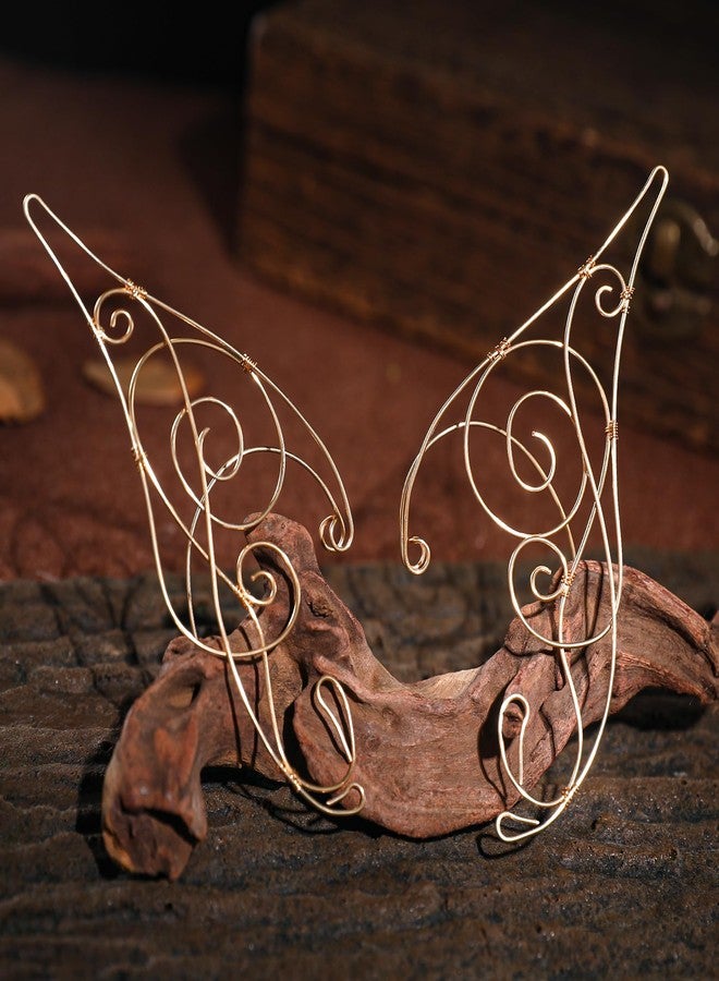 CoTeeZa Fairy Elf Ear Clamp - Medieval Golden Elf Cuff Renaissance Women's Costume Accessory Butterfly Shape Handmade Ear Clip for Cosplay Halloween Bride Wedding Photography - Image 3